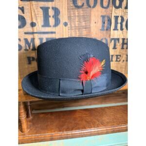 New York Hat Company Men's Dark Black 100% Wool Fedora Size Small Made in USA